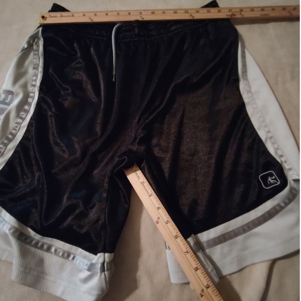 AND1 Basketball Shorts Mens XL Black White Excellent Mesh Shiny Athletic Y2K